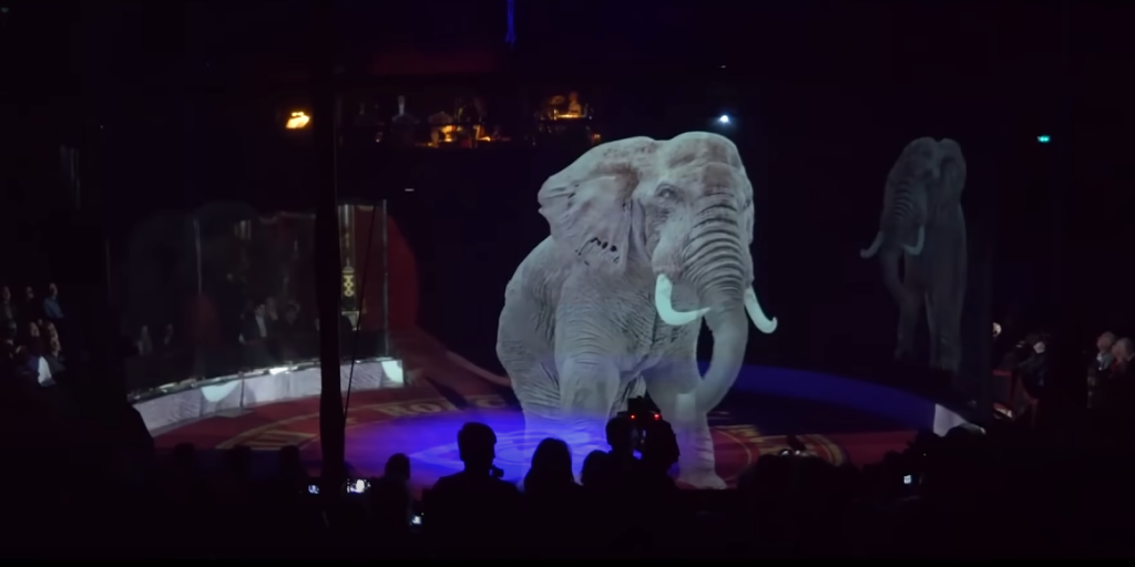 hologramme elephant cirque